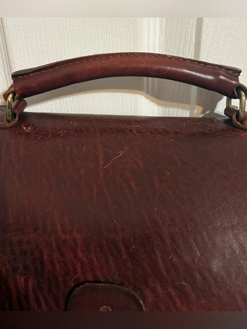 SANDAST LOS ANGELES Oxblood Leather Briefcase/Luxury Messenger Bag, Handmade USA